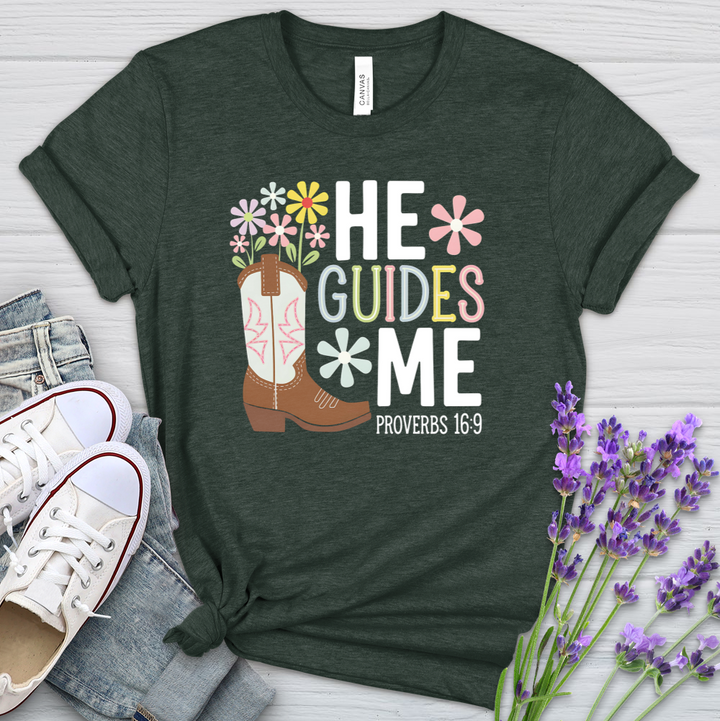 He Guides Me Heathered Tee