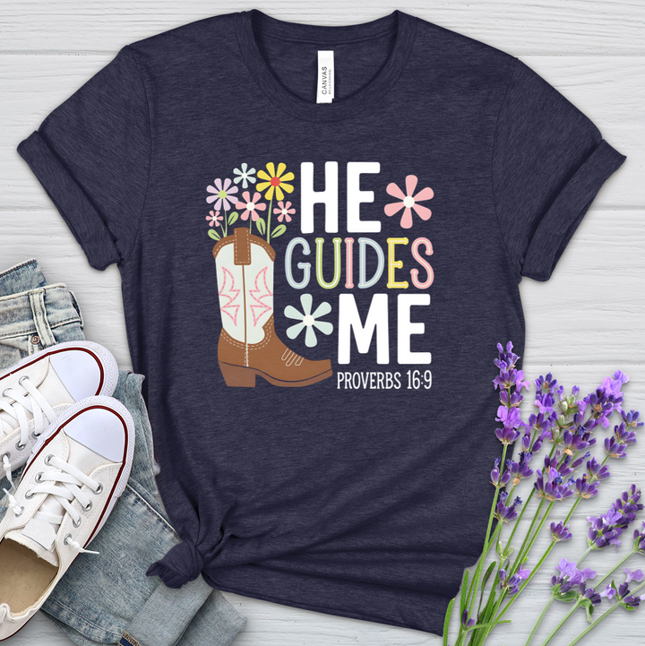 He Guides Me Heathered Tee