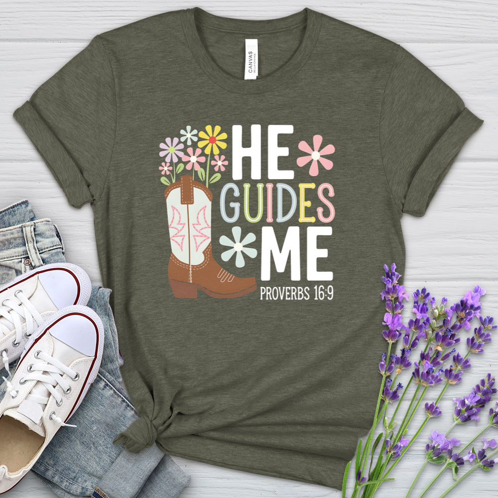 He Guides Me Heathered Tee