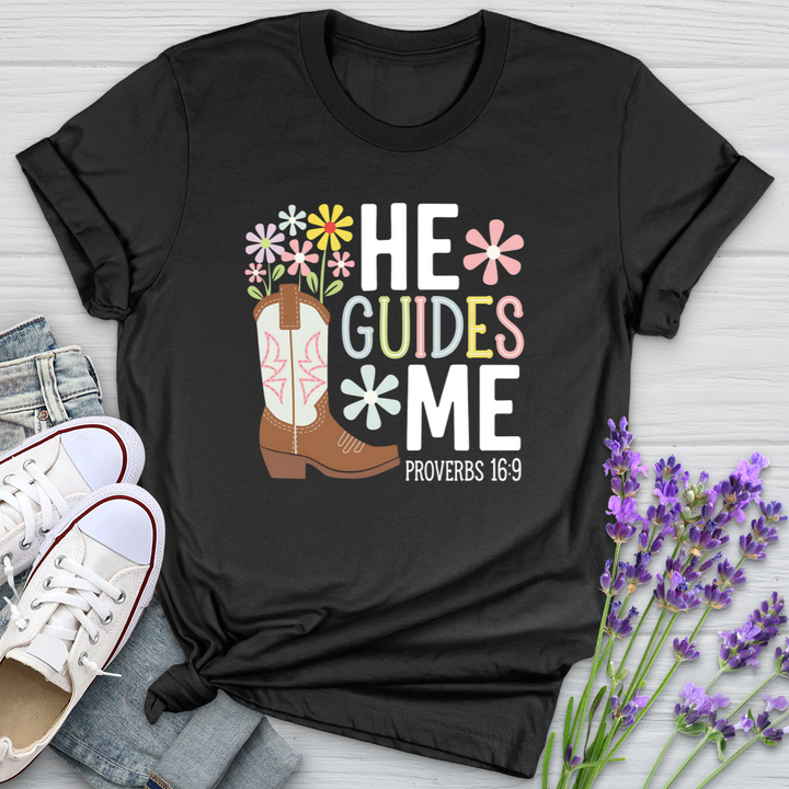 He Guides Me Proverbs 16:9 Softstyle Tee