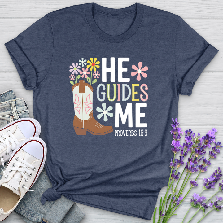 He Guides Me Proverbs 16:9 Softstyle Tee