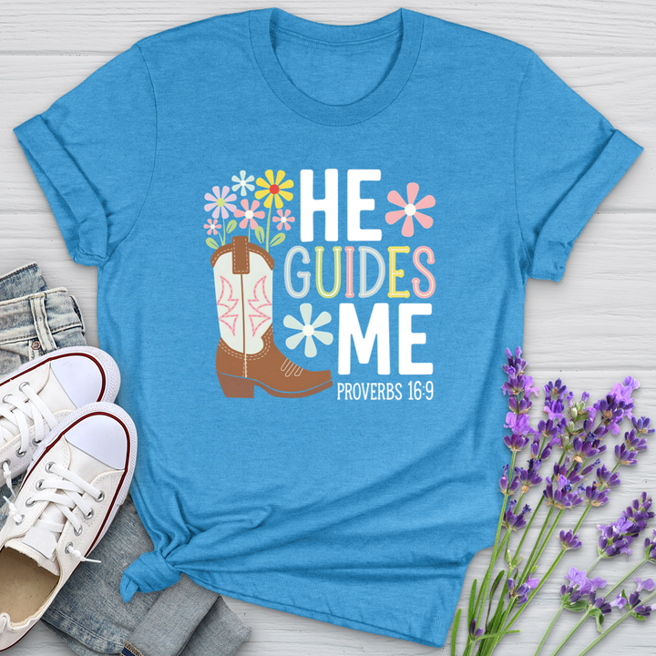 He Guides Me Proverbs 16:9 Softstyle Tee