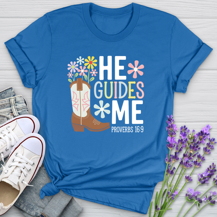 He Guides Me Proverbs 16:9 Softstyle Tee