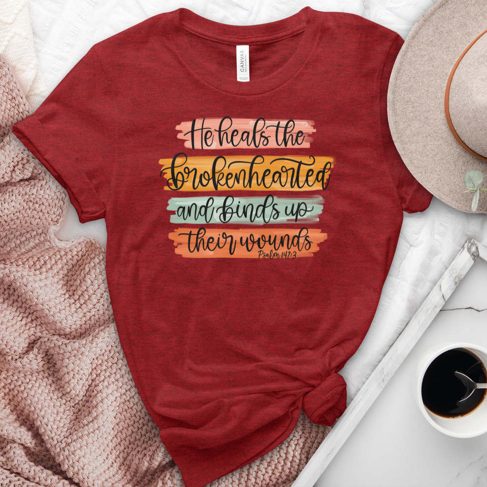 He Heals The Broken Hearted Heathered Tee