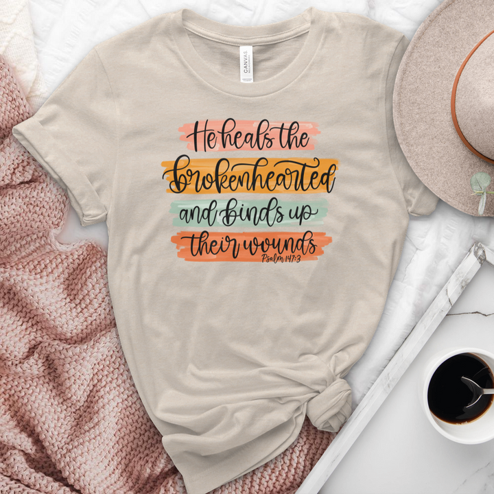 He Heals The Broken Hearted Heathered Tee