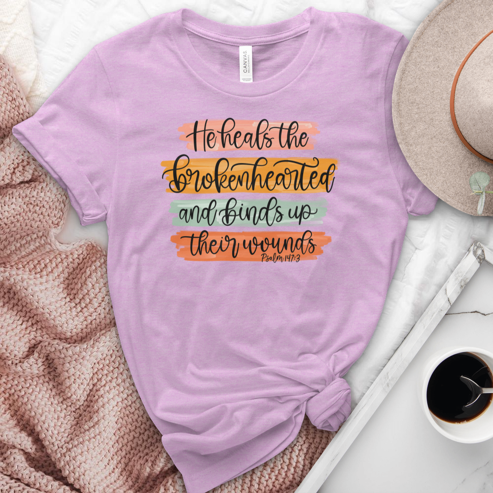He Heals The Broken Hearted Heathered Tee