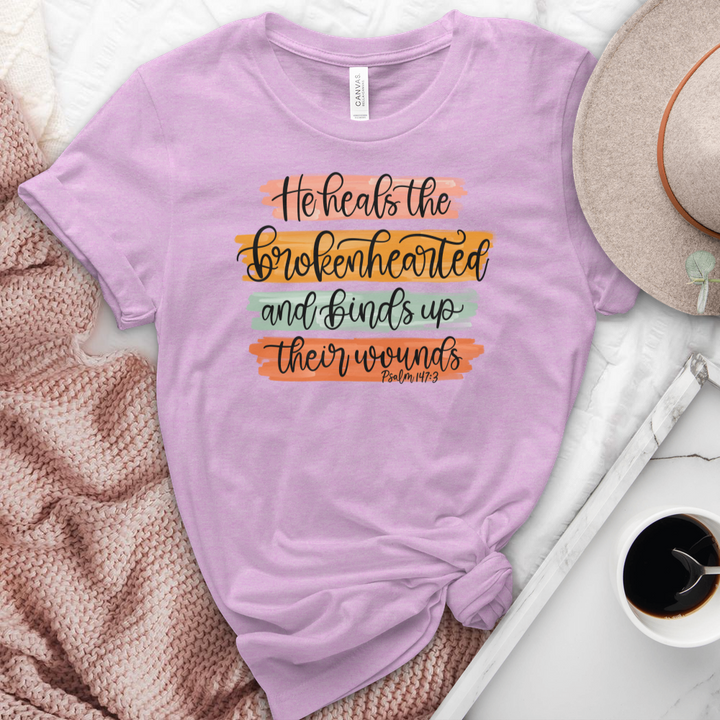 He Heals The Broken Hearted Heathered Tee