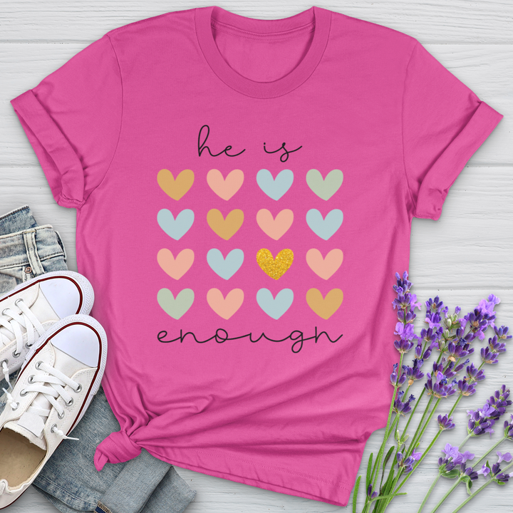 He Is Enough Hearts Softstyle Tee