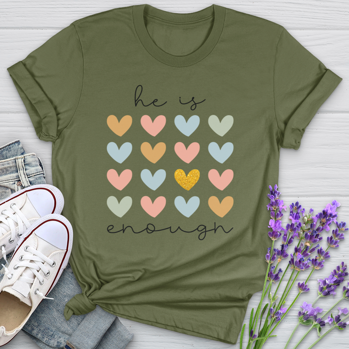 He Is Enough Hearts Softstyle Tee