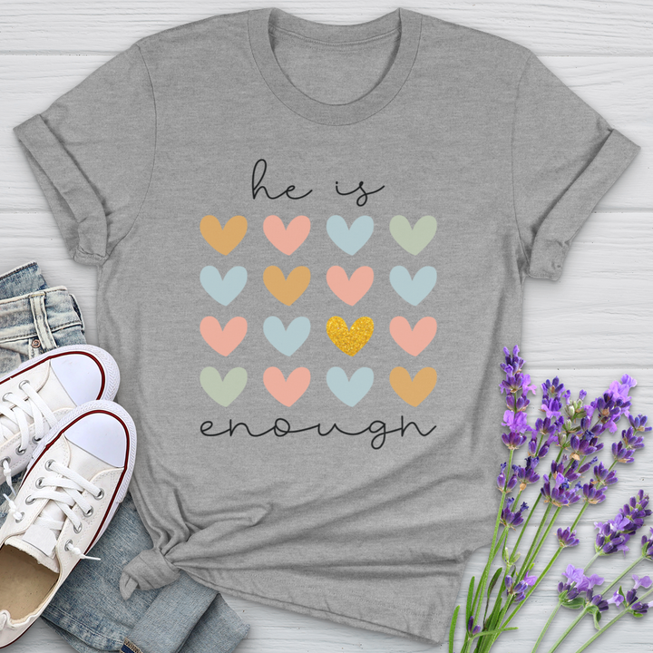 He Is Enough Hearts Softstyle Tee