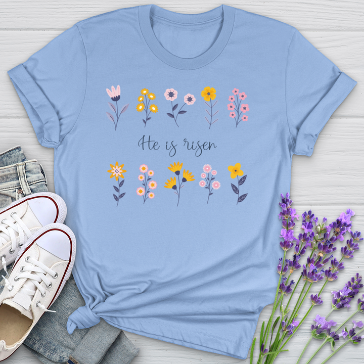 He Is Risen Flower Pattern Softstyle Tee