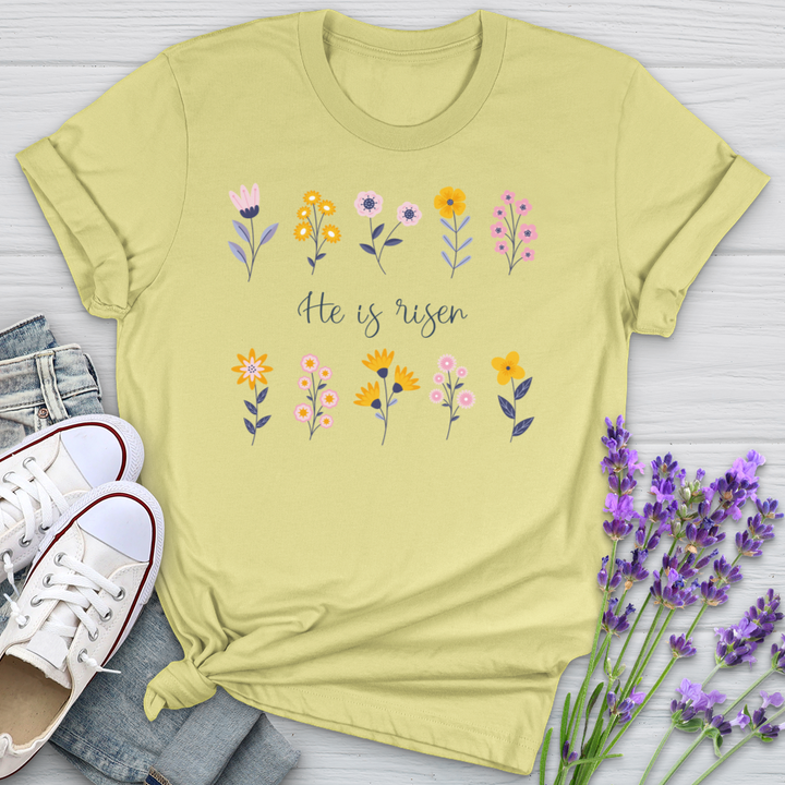 He Is Risen Flower Pattern Softstyle Tee