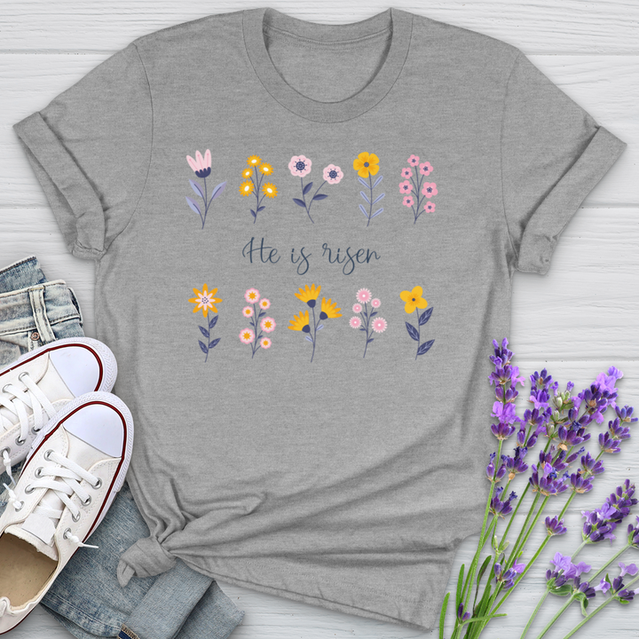 He Is Risen Flower Pattern Softstyle Tee