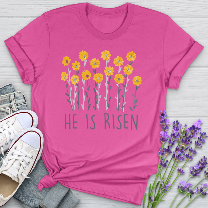 He Is Risen Flowers Softstyle Tee