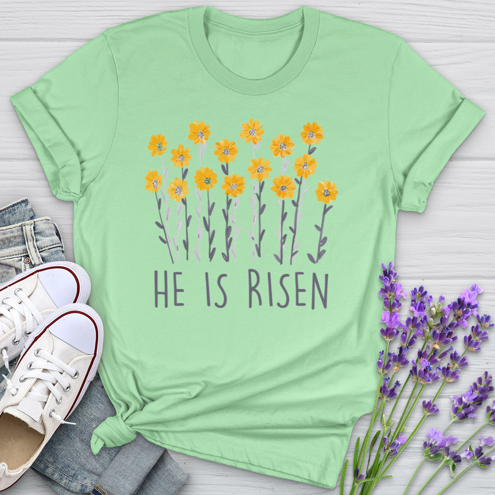 He Is Risen Flowers Softstyle Tee