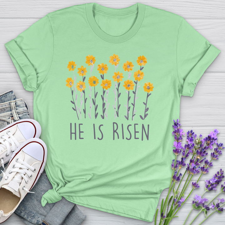 He Is Risen Flowers Softstyle Tee