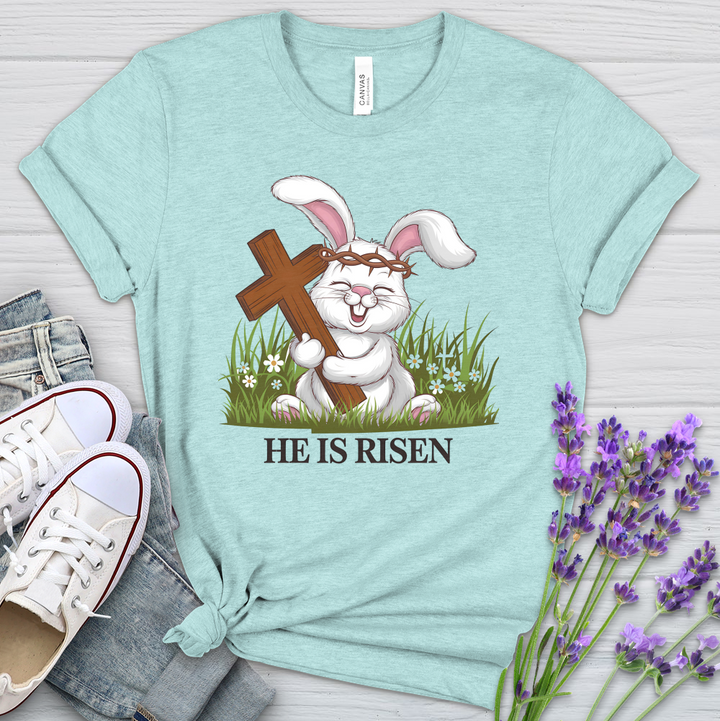 He Is Risen Rabbit Heathered Tee