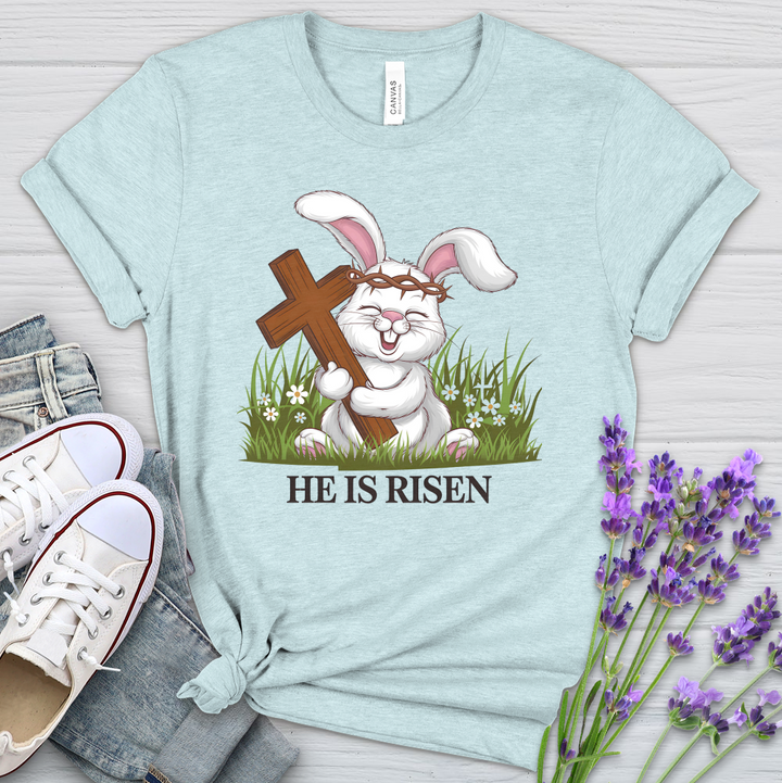 He Is Risen Rabbit Heathered Tee