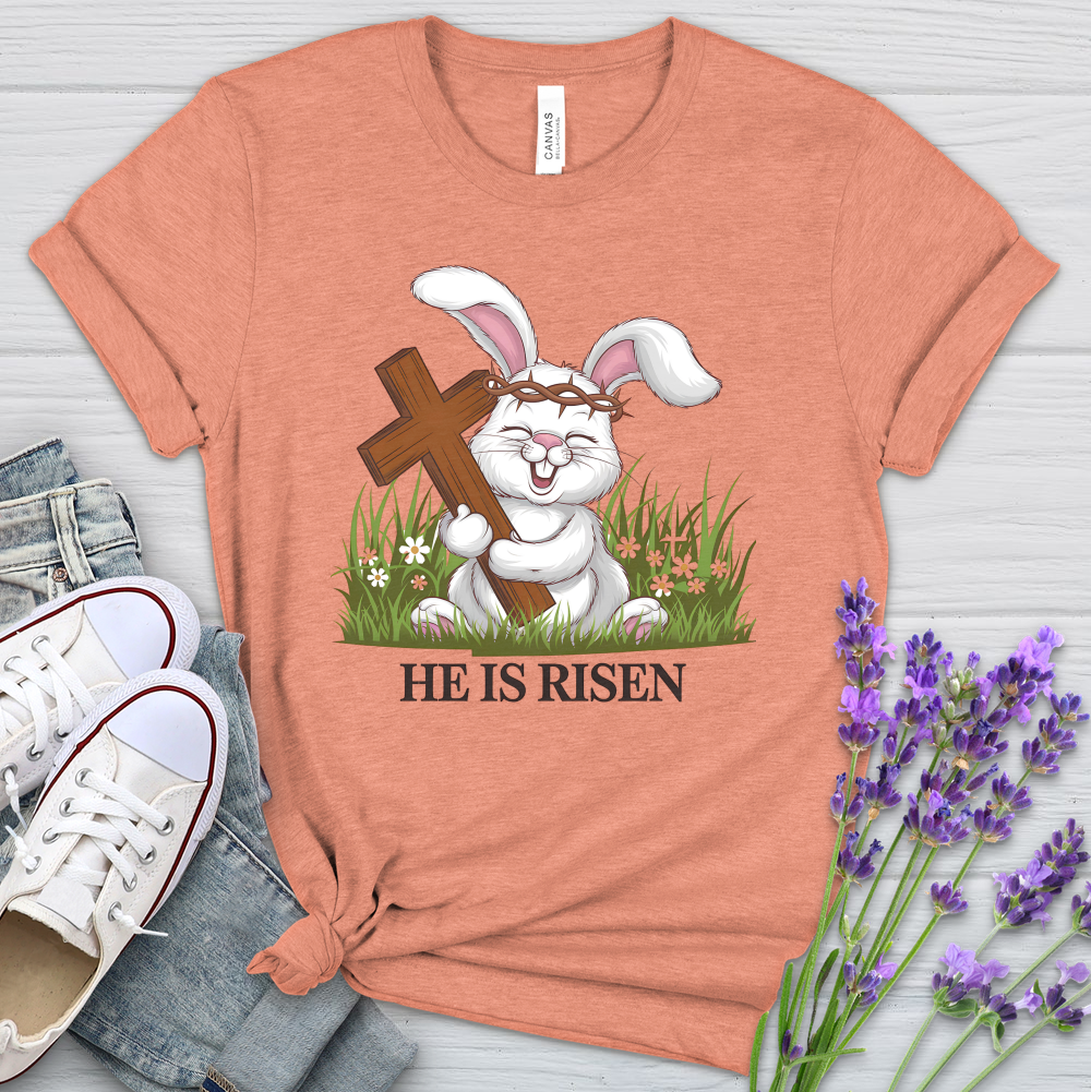 He Is Risen Rabbit Heathered Tee