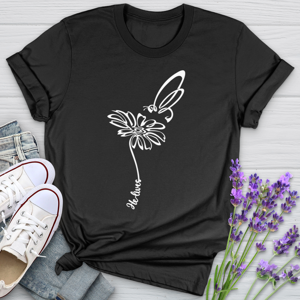 He Lives Bee Flower Softstyle Tee