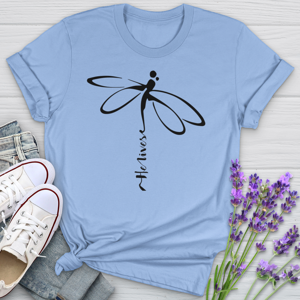 He Lives Dragonfly Softstyle Tee