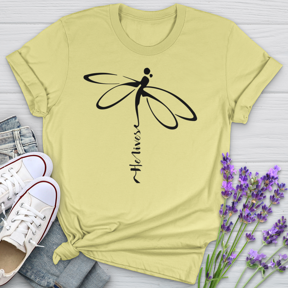 He Lives Dragonfly Softstyle Tee