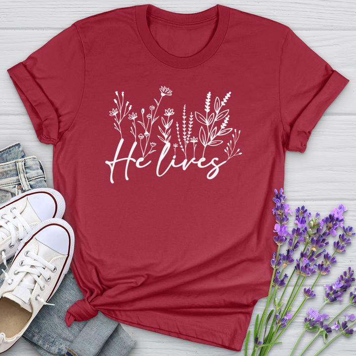 He Lives Wildflowers Cotton Tee