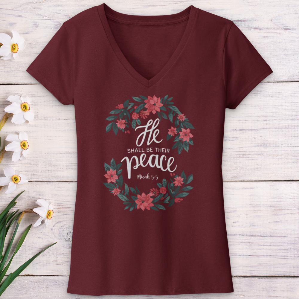 He Shall Be Their Peace V-Neck Tee