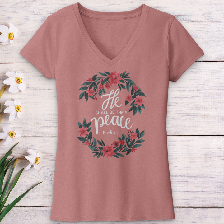 He Shall Be Their Peace V-Neck Tee