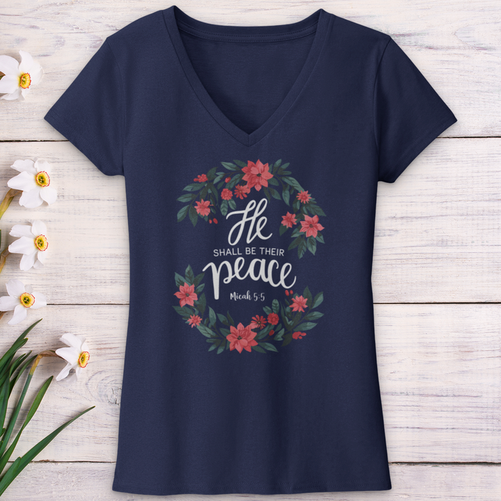 He Shall Be Their Peace V-Neck Tee