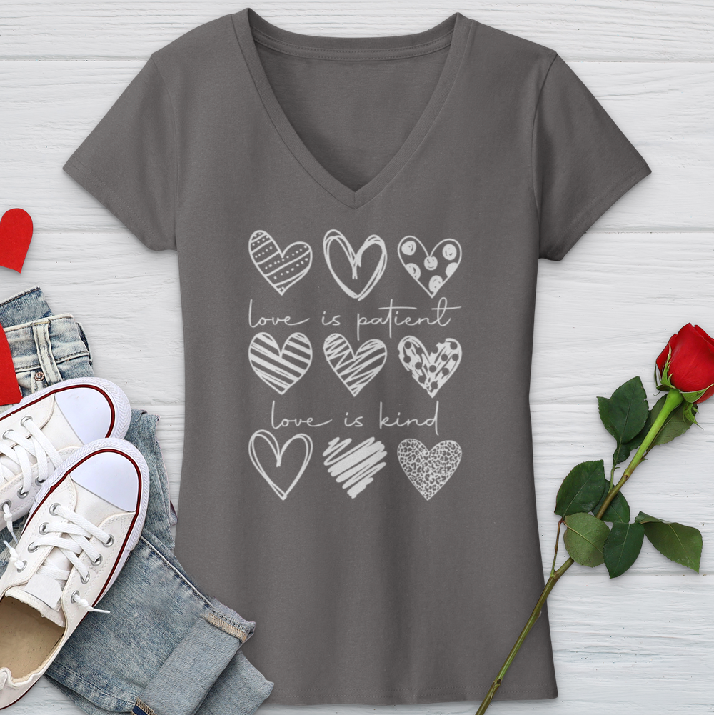 Heart Pattern V-Neck Tee