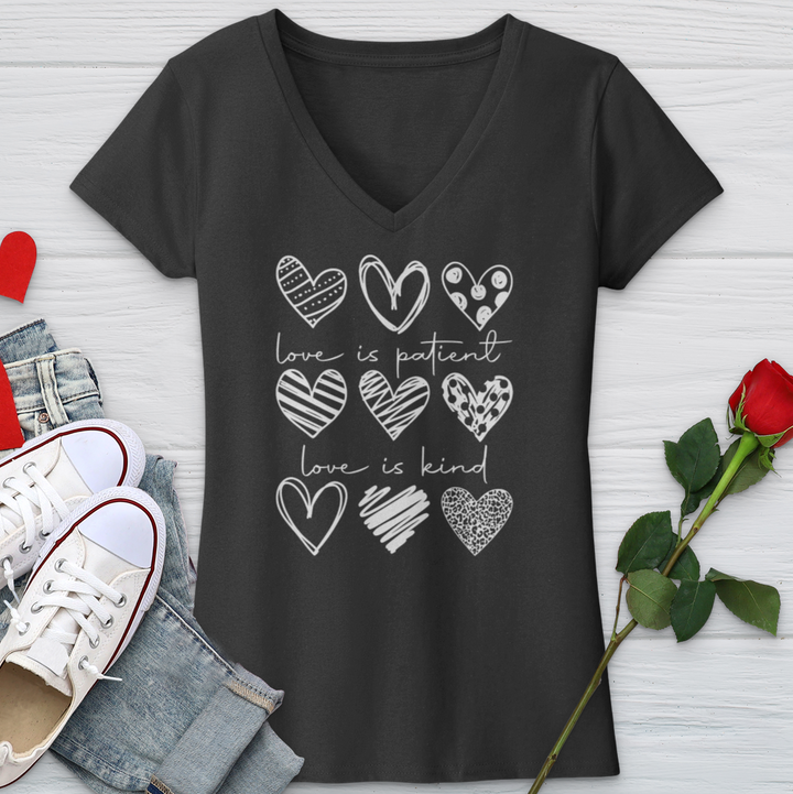 Heart Pattern V-Neck Tee