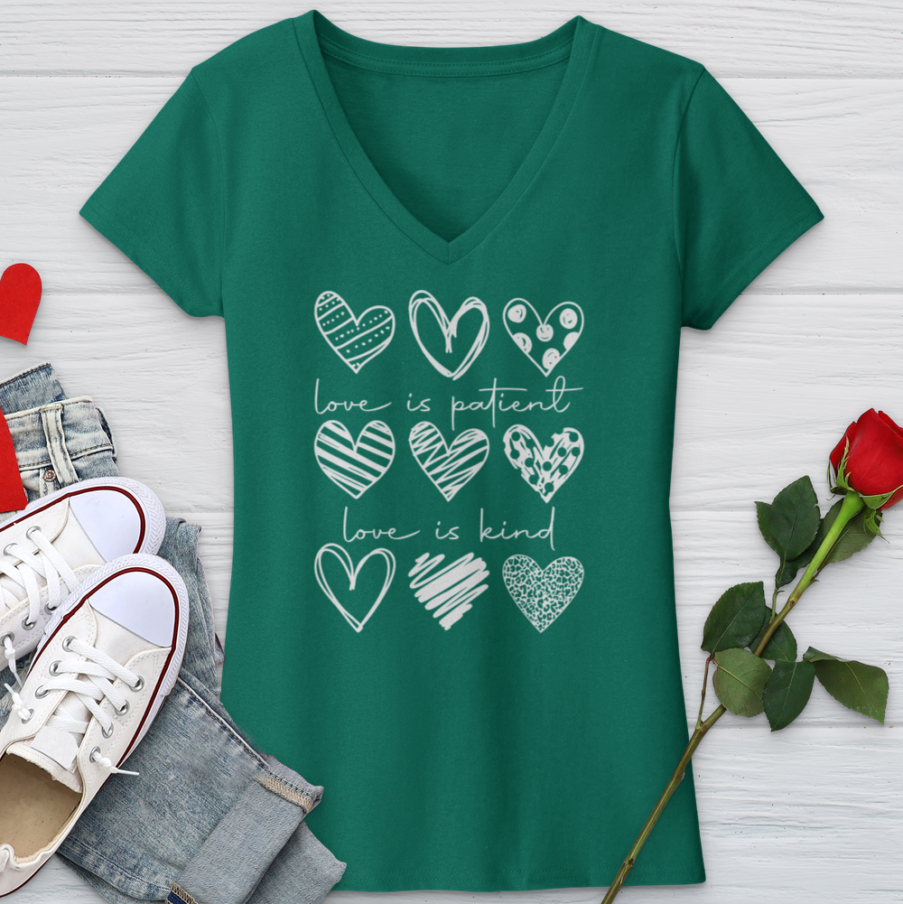 Heart Pattern V-Neck Tee