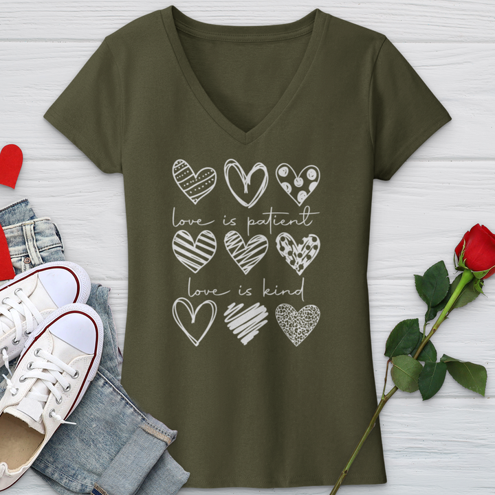 Heart Pattern V-Neck Tee