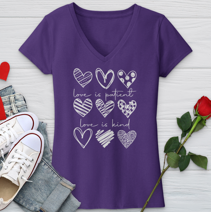 Heart Pattern V-Neck Tee