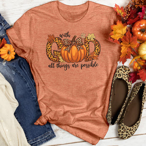 With God All Things Are Possible Pumpkin Heathered Tee