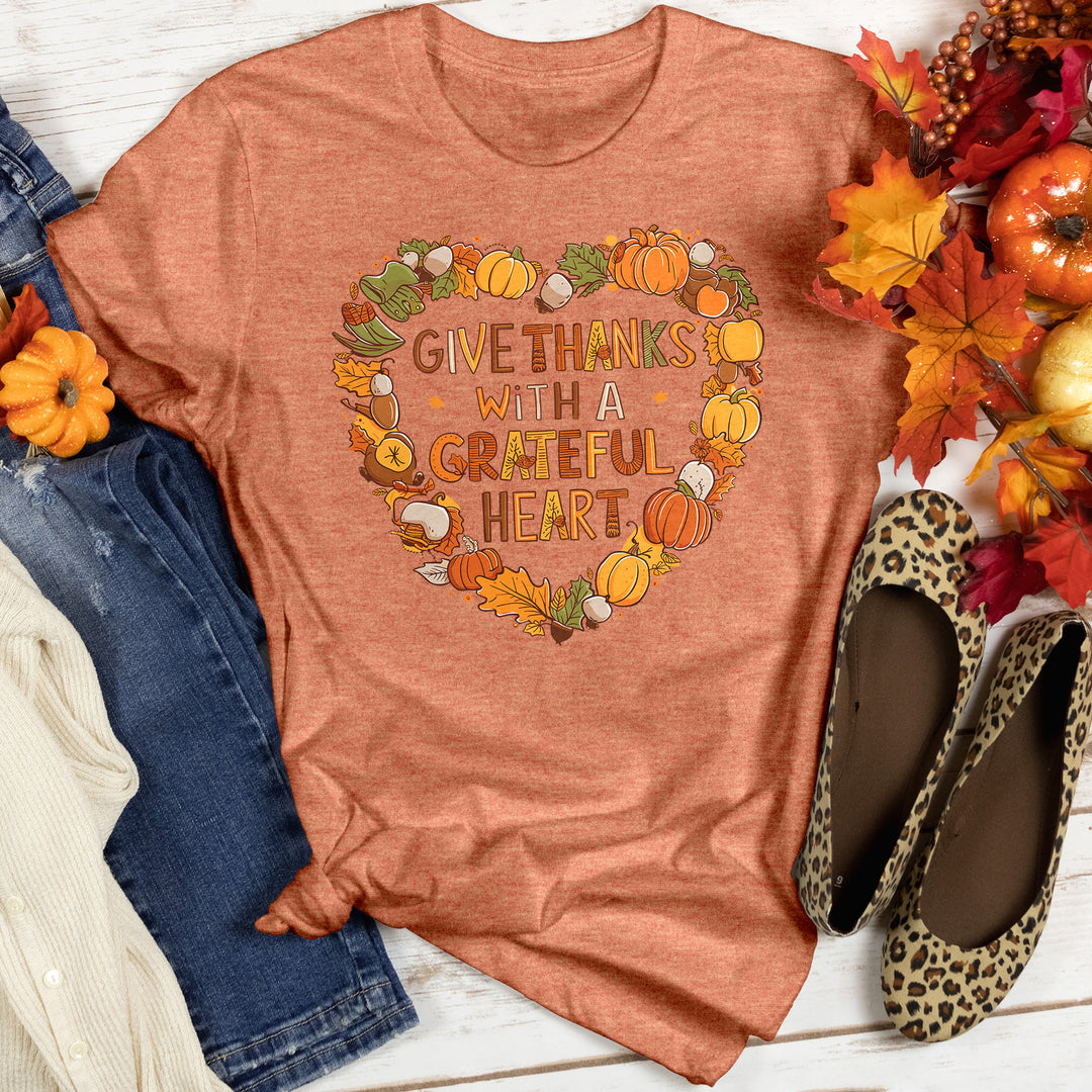 Give Thanks With A Grateful Heart Heathered Tee