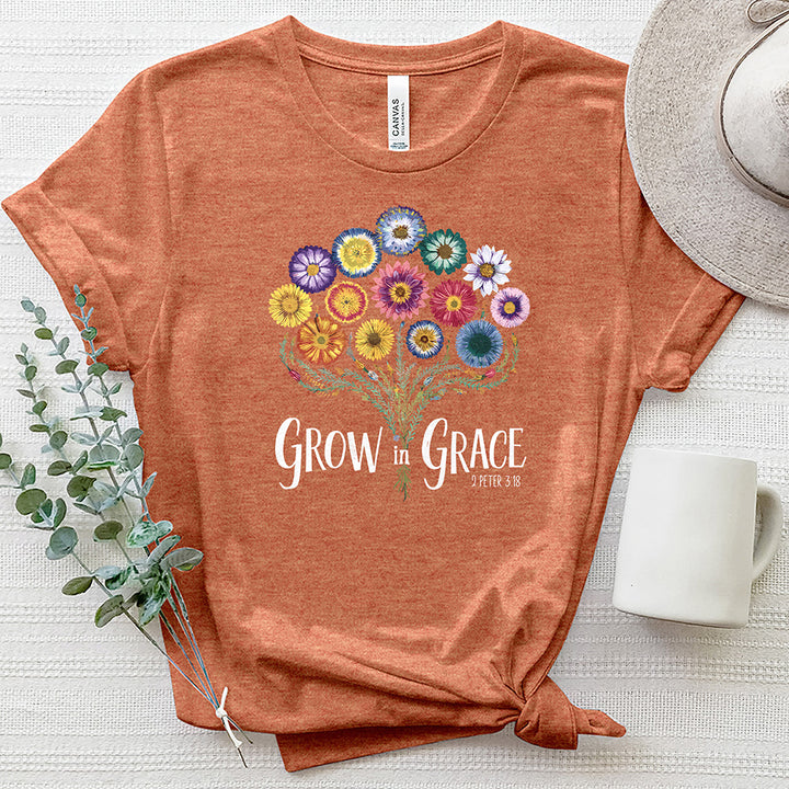 Grow In Grace Floral Bouquet Heathered Tee