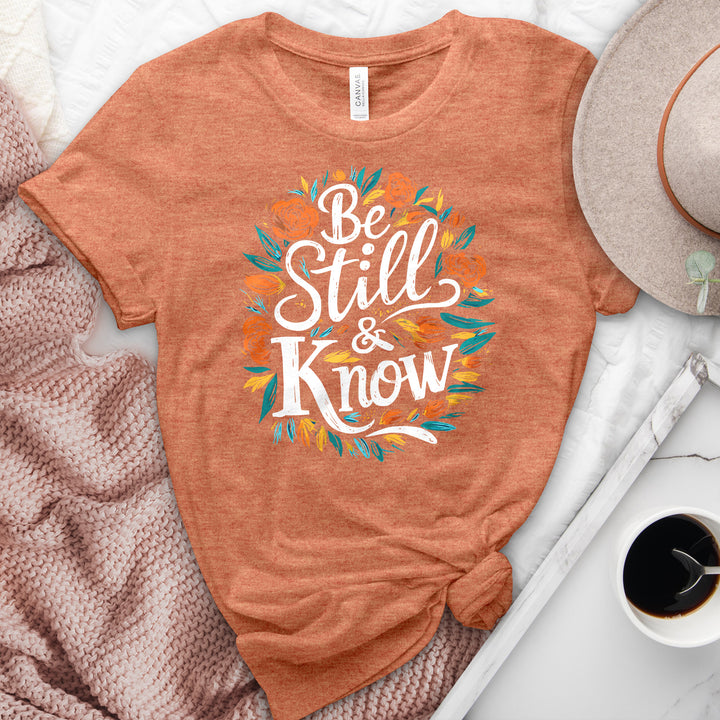 Be Still & Know Colorful Flower Heathered Tee