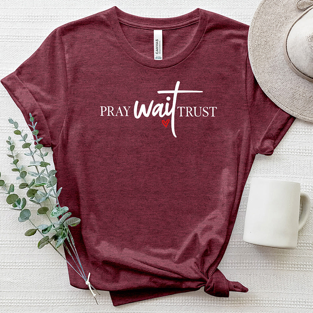 Pray Wait Trust Heart Heathered Tee