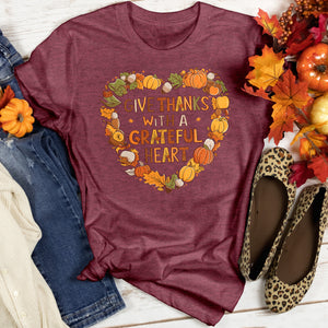 Give Thanks With A Grateful Heart Heathered Tee