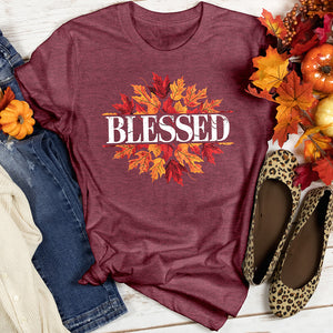 Blessed Fall Autumn Leaves Heathered Tee