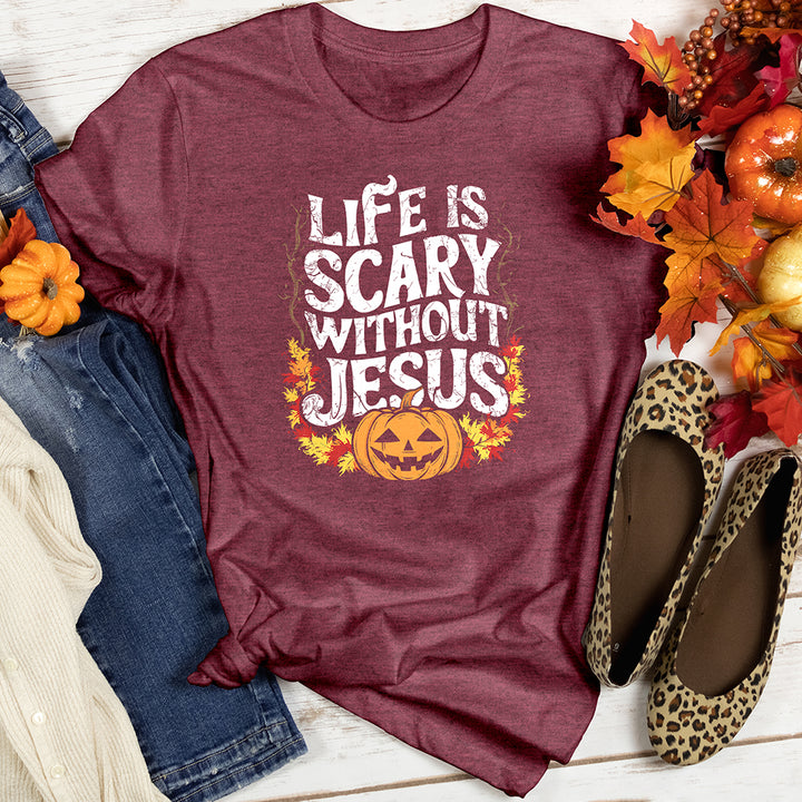 Life is Scary Without Jesus Heathered Tee