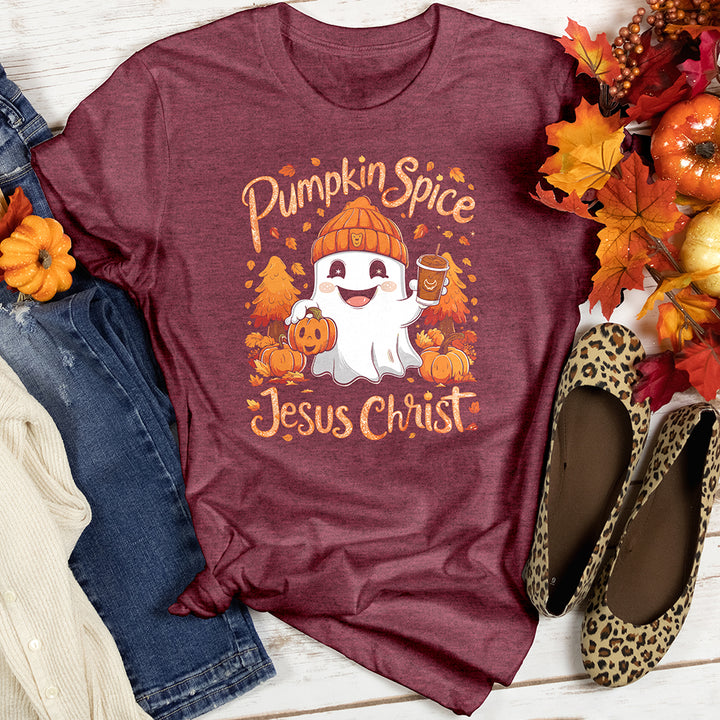 Pumpkin Spice Jesus Christ Ghost Heathered Tee