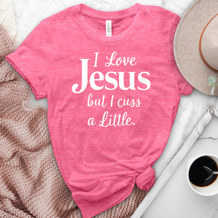 I Love Jesus But I Cuss Heathered Tee