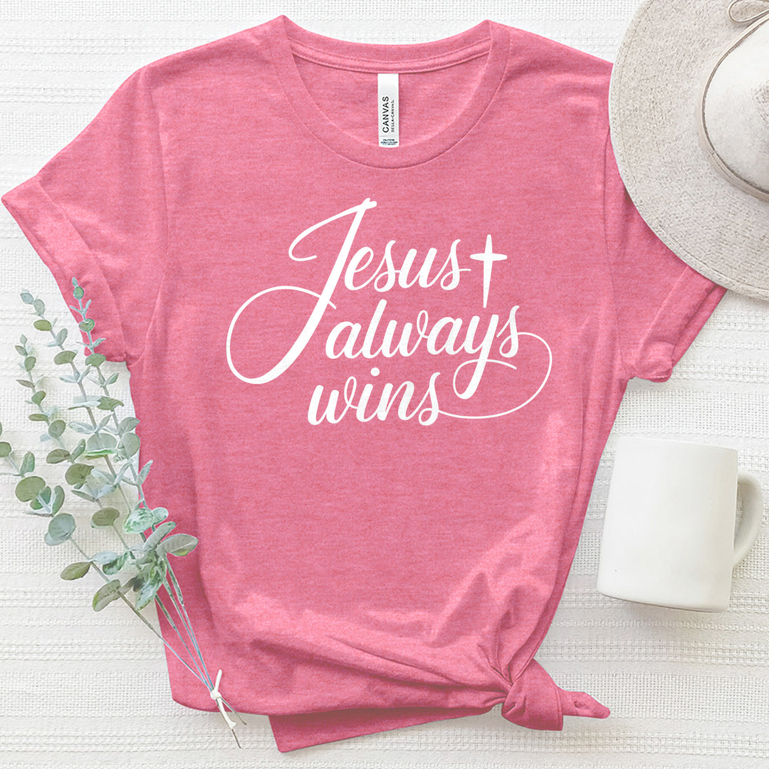 Jesus Always Wins 2 Heathered Tee