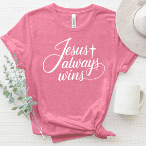 Jesus Always Wins 2 Heathered Tee