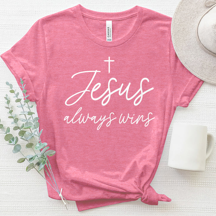 Jesus Always Wins Heathered Tee