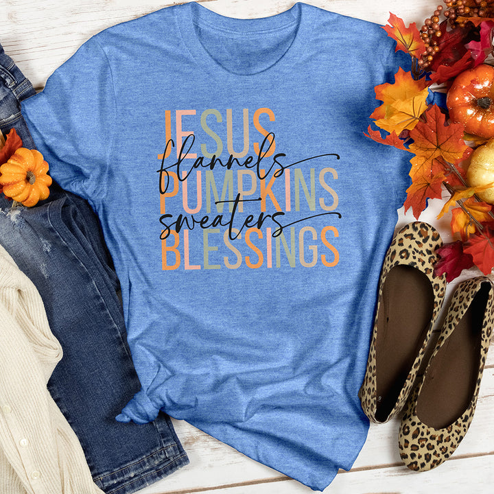 Jesus Blessings & Fall Flannels Heathered Tee