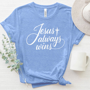 Jesus Always Wins 2 Heathered Tee